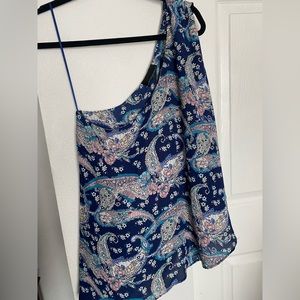 Cynthia Rowley Flowy One shoulder paisley blouse